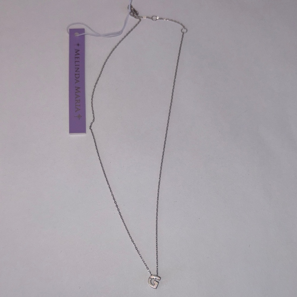 Melinda Maria Silver Initial Necklace “G”